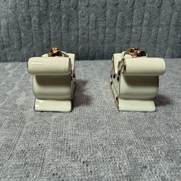 Lenox Christmas Sleigh Salt Pepper Shakers Purple Crystals Bone China NEW - Picture 4 of 7